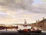 Salomon van Ruysdael The Crossing at Nijmegen painting